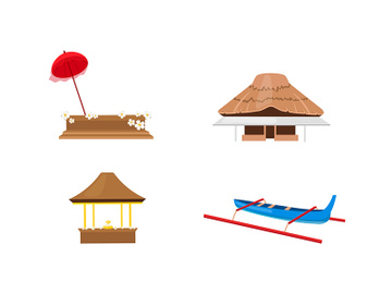 Indonesian festivals flat color vector objects set preview picture