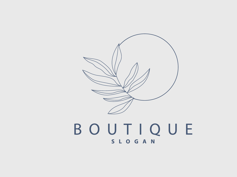 Leaf Line Logo, Beautiful Hand Drawn Design