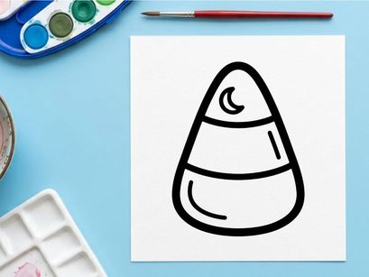 Candycorn-Symbol für Halloween. Minimalistische Vektorgrafik eines saisonalen Leckerlis.