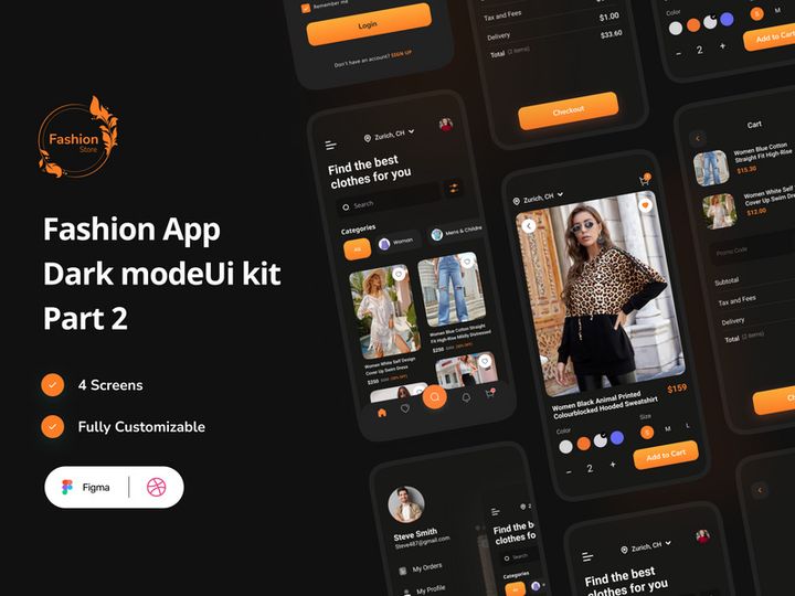Fashion  Mobile App Dark Mode Part 2