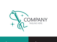 Needle and thread Sewing logo outline combination Line flat design template Simple icons. Concept tailor illustration