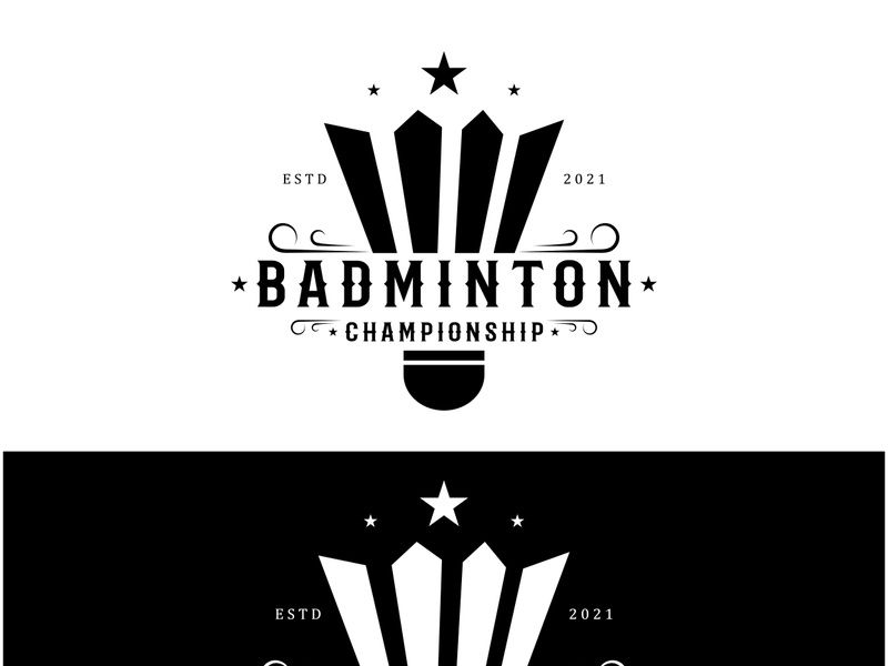 Modern Badminton logo design with Dynamic Shuttlecock and Racket, for championship, sport, sports shop, badminton school, business, company, tournament