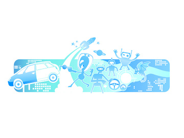 Action space video game 2D vector web banner, poster preview picture