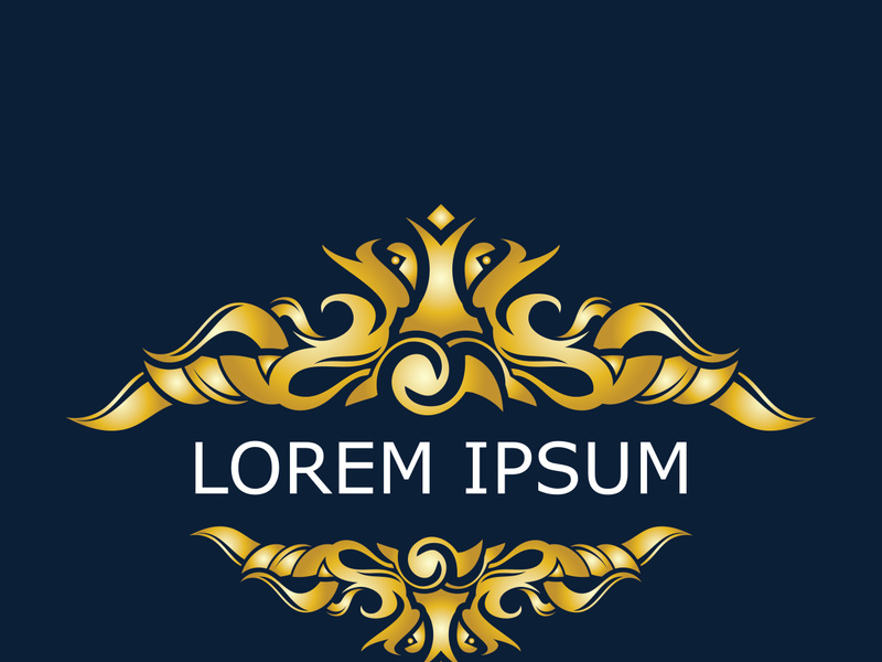 Gold luxury floral vintage monogram decorative logo template