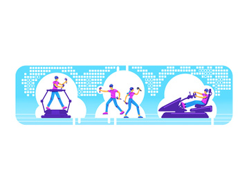 People with VR equipment 2D vector web banner, poster set preview picture