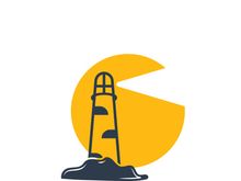 Lighthouse icon logo and vector illustration beacon tower design vintage symbol