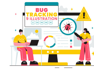 9 Mobile Phone Bug Tracking Illustration preview picture