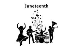 Juneteenth celebration silhouette with musician band