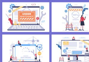 15 Software System Under Maintenance Vector Illustration