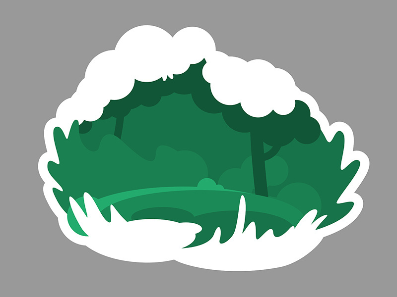 Green wild forest 2D vector web banner, poster
