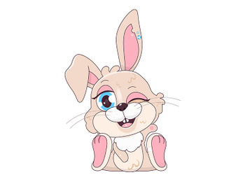 Cute beige Easter hare winking kawaii cartoon vector character preview picture