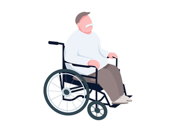 Pensioner in wheelchair flat color vector faceless character preview picture