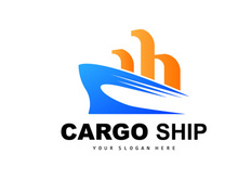 Cargo Ship Logo, Fast Cargo Ship Vector