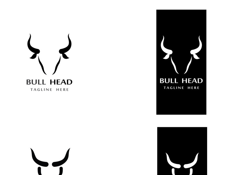 Retro vintage bull head horns logo.
