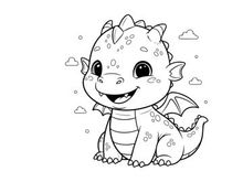 Cute cartoon dragon smiling happy vector illustration