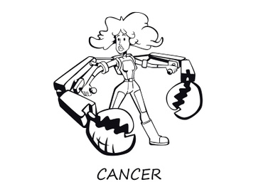 Cancer zodiac sign woman outline cartoon vector illustration preview picture