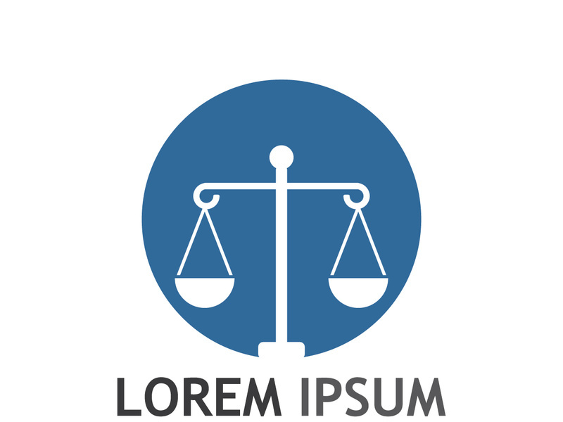Law firm logo with scales.
