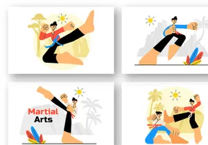 10 Martial Arts Vector Illustration