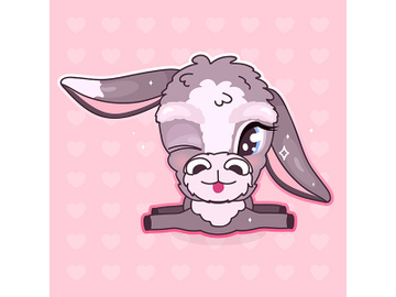 Cute donkey kawaii cartoon vector character preview picture