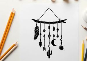 Southwestern dreamcatcher silhouette with turquoise beads and feathers