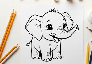 Cute baby elephant smiling vector illustration flat design