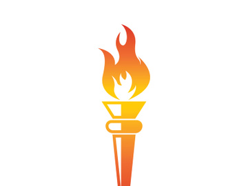 Burning Torch Fire Flame with Pillar column logo design preview picture