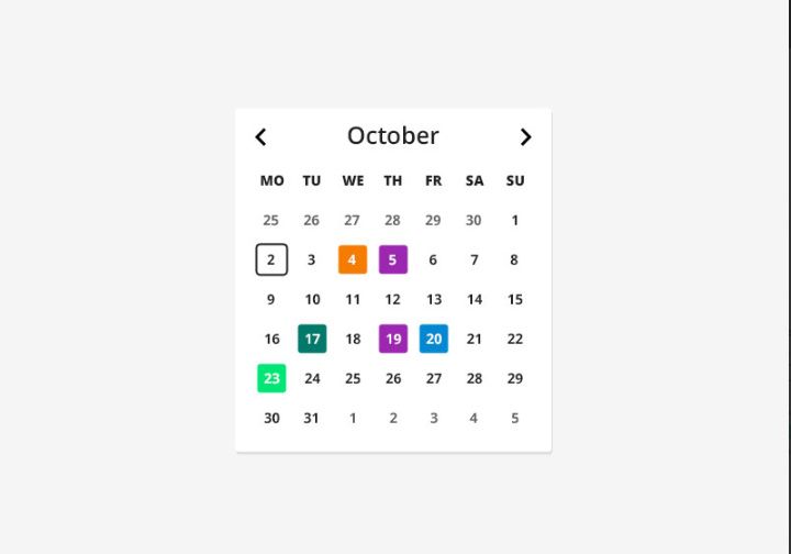 Calendar Widget UI PSD Freebie