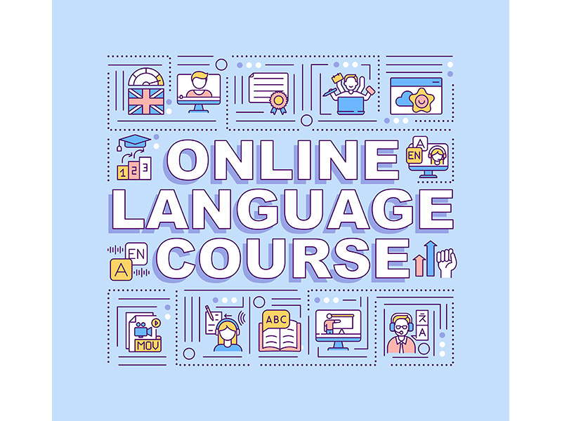Online language course word concepts banner