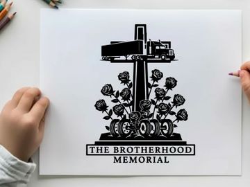 The brotherhood memorial silhouette logo with cross and roses preview picture