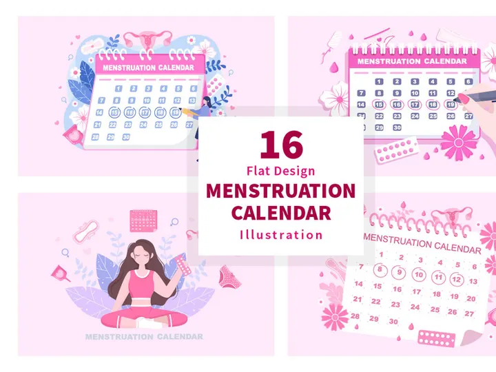 16 Menstruation Calendar Women Illustration