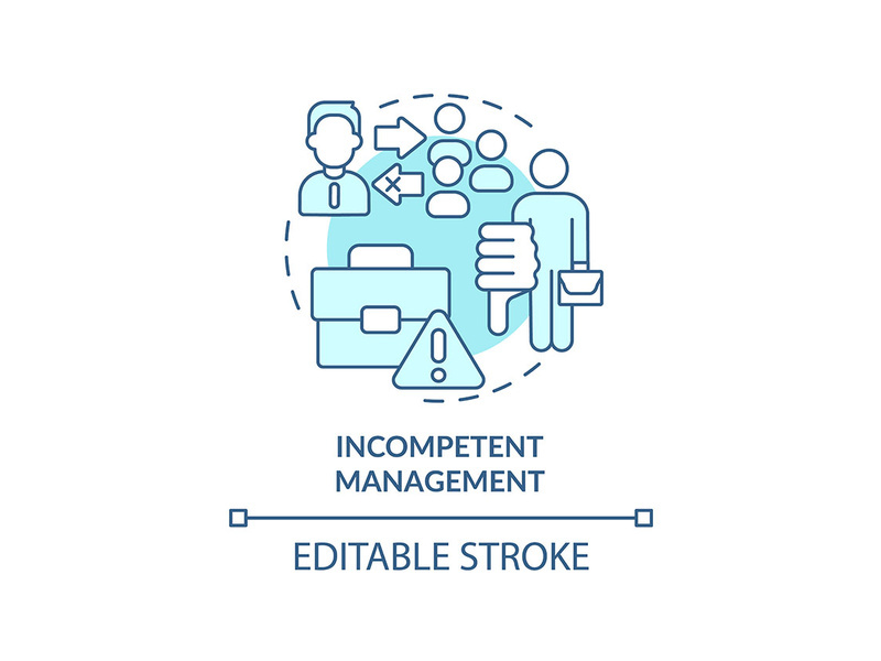 Incompetent management turquoise concept icon