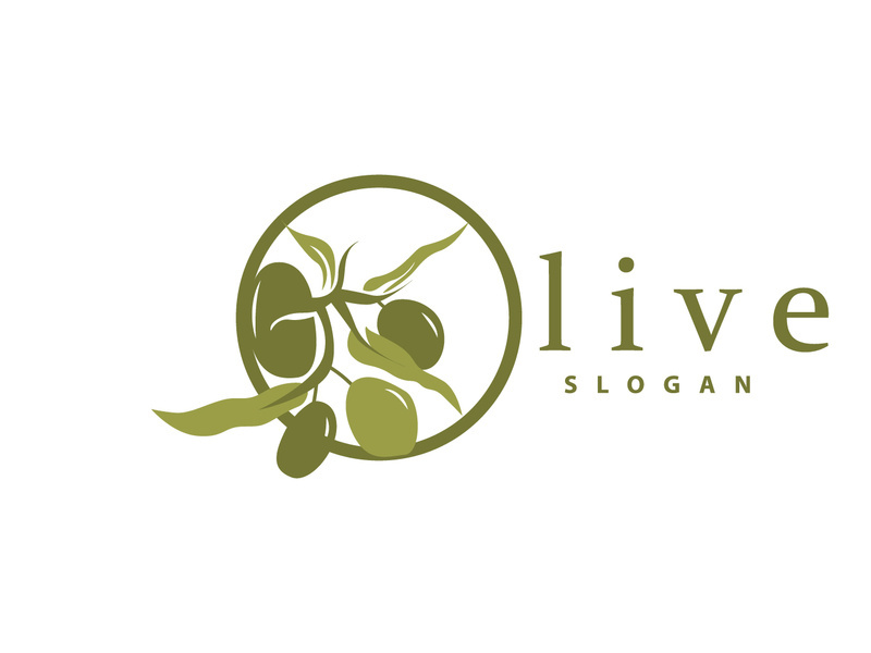 Olive Oil Logo, Olive Leaf Plant Herbal Garden Vector