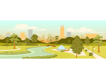Urban park flat color vector illustration preview picture