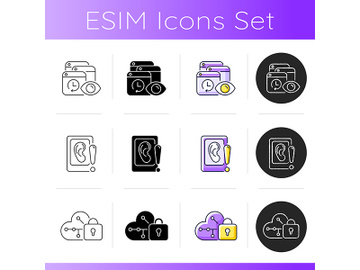 Computer activity monitoring icons set preview picture