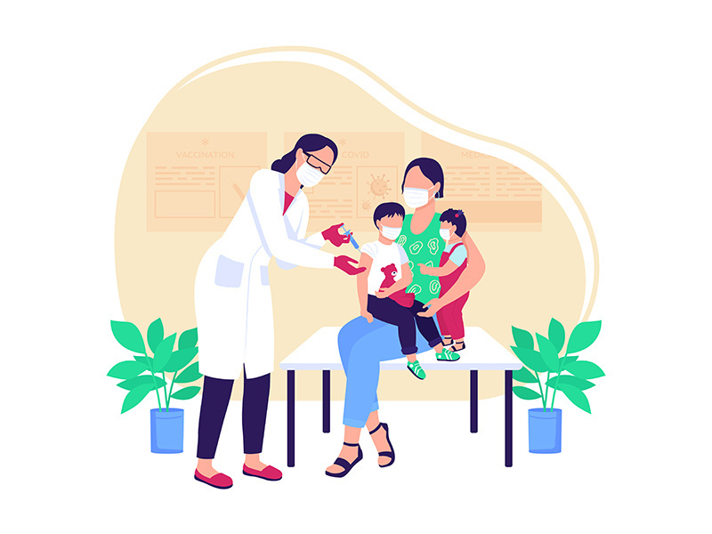 Pediatric vaccine flat concept vector illustration