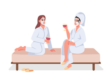 Women at spa semi flat color vector characters preview picture