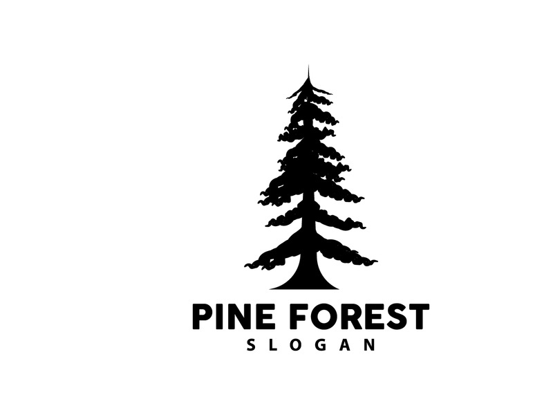 Forest Logo, Vector Forest Wood With Pine Trees