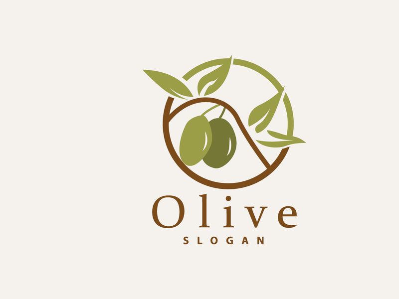 Olive Oil Logo, Olive Leaf Plant Herbal Garden Vector