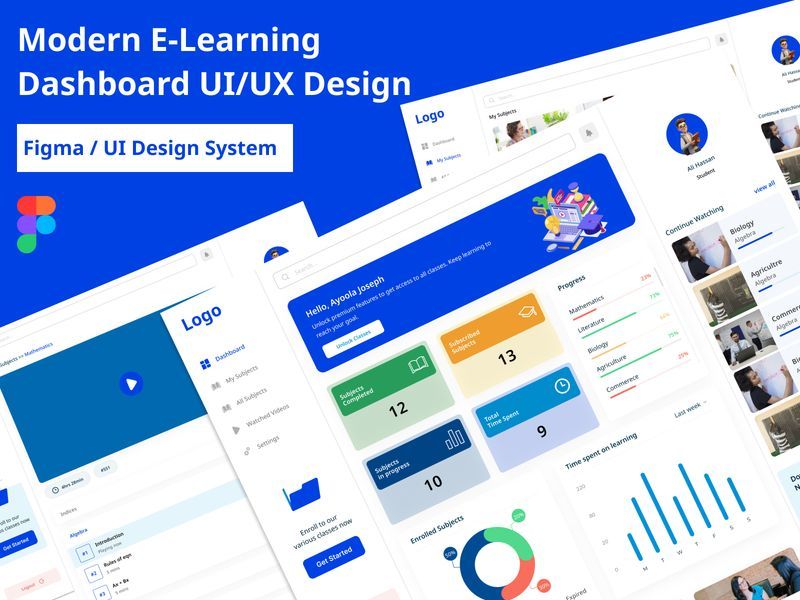 Modern E-Learning Dashboard UI/UX Design | Student LMS Web App I