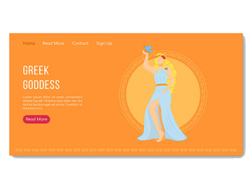 Greek goddess landing page vector template preview picture