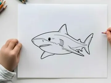 Shark swimming underwater vector illustration flat design preview picture