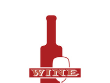 Wine bottle and glass logo design icon