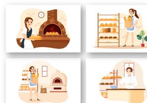 12 Bread Mill Vector Illustration