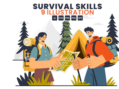 9 Survival Skills Camping Illustration