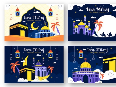 12 Isra Mi'raj Vector Illustration
