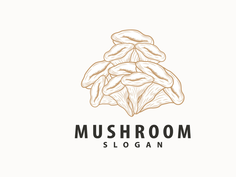 Mushroom Logo, Retro Minimalist Design, Food