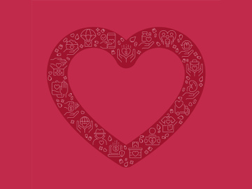 Heart pixel perfect shaped concept filled with editable linear icons preview picture
