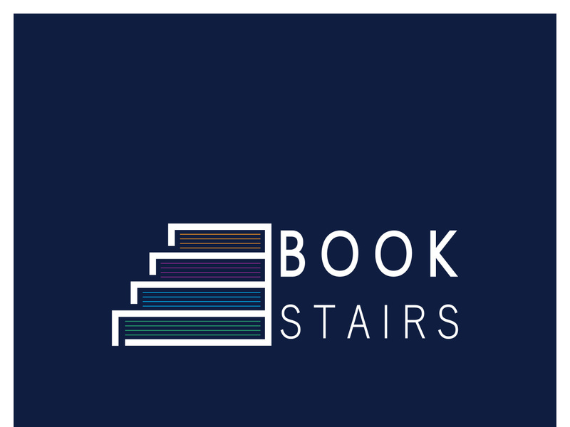 book stairs logo, or library for bookstores, book companies, publishers, encyclopedias, libraries, education, digital books, vectors