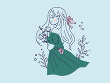 Line art portrait of a girl. An avatar. Vector flat illustration