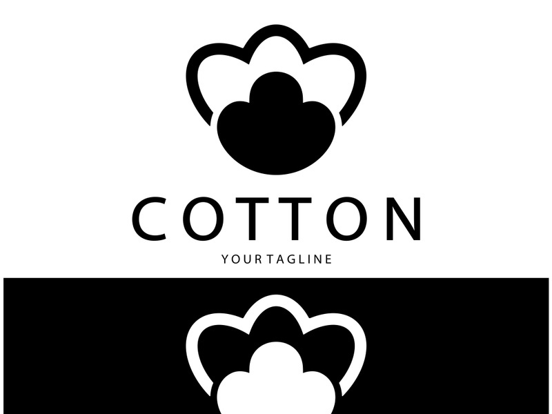 Soft natural organic cotton flower plant logo for cotton plantations, industries,business,textile,clothing and beauty,vector